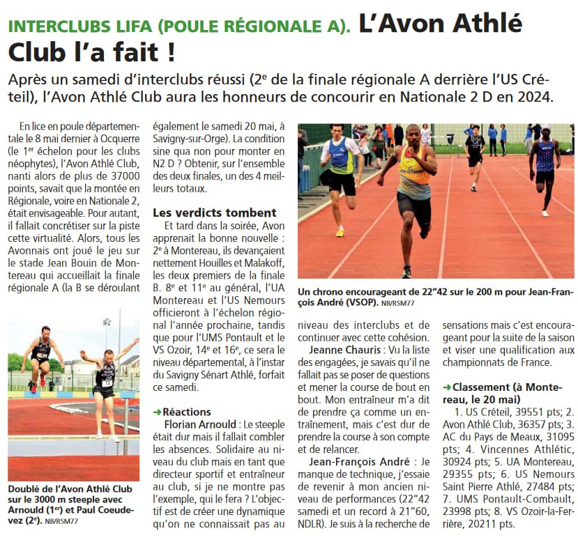 (22 mai) 2e tour des Interclubs