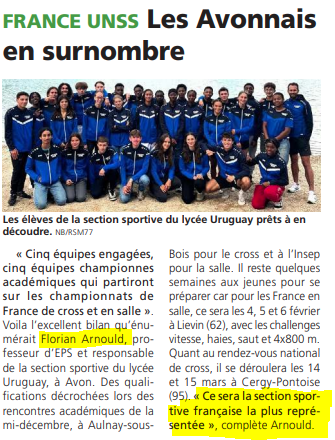 (janvier-Février) Avon UNSS Florian Arnould