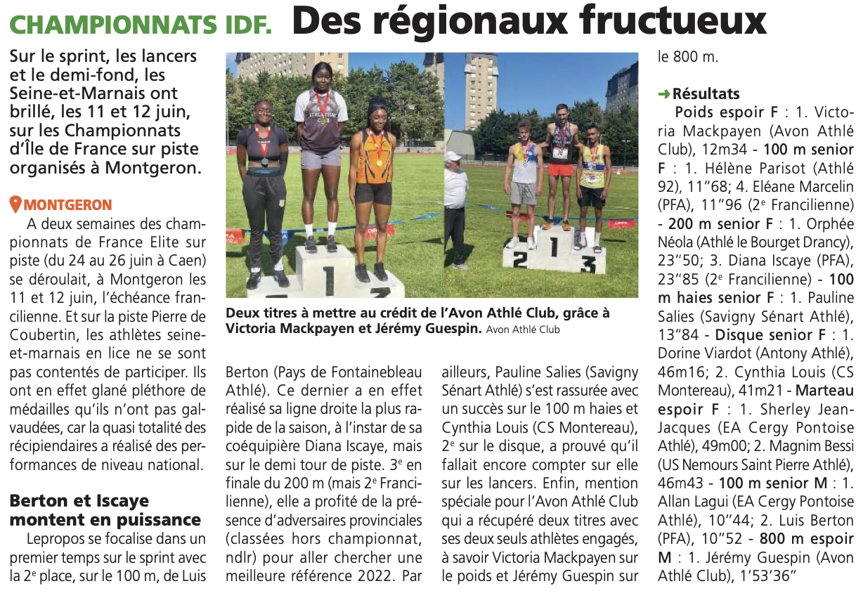 (20 juin) Championnats régionaux