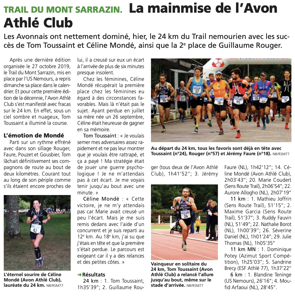 (26 septembre) Trail du Mont Sarrazin