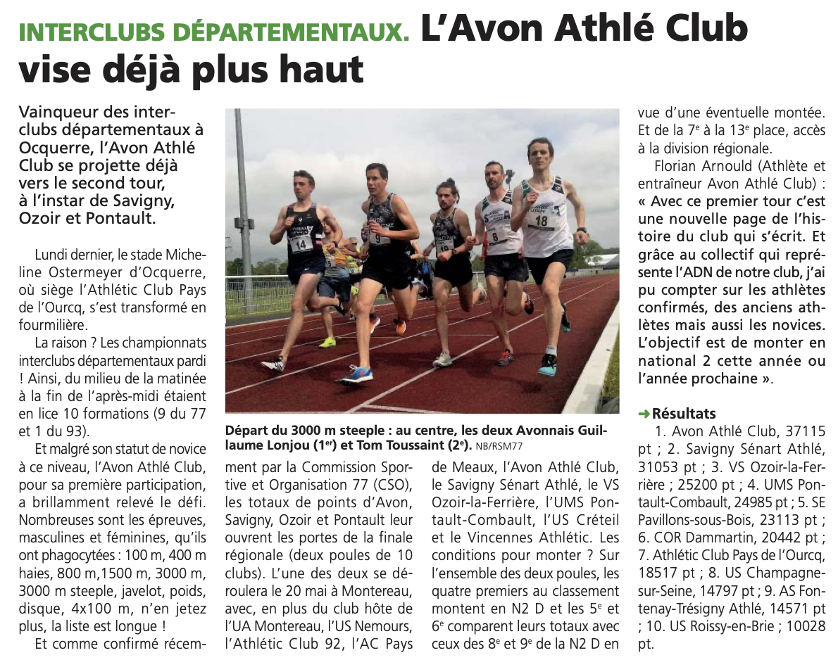 (15 mai) 1e tour Interclubs