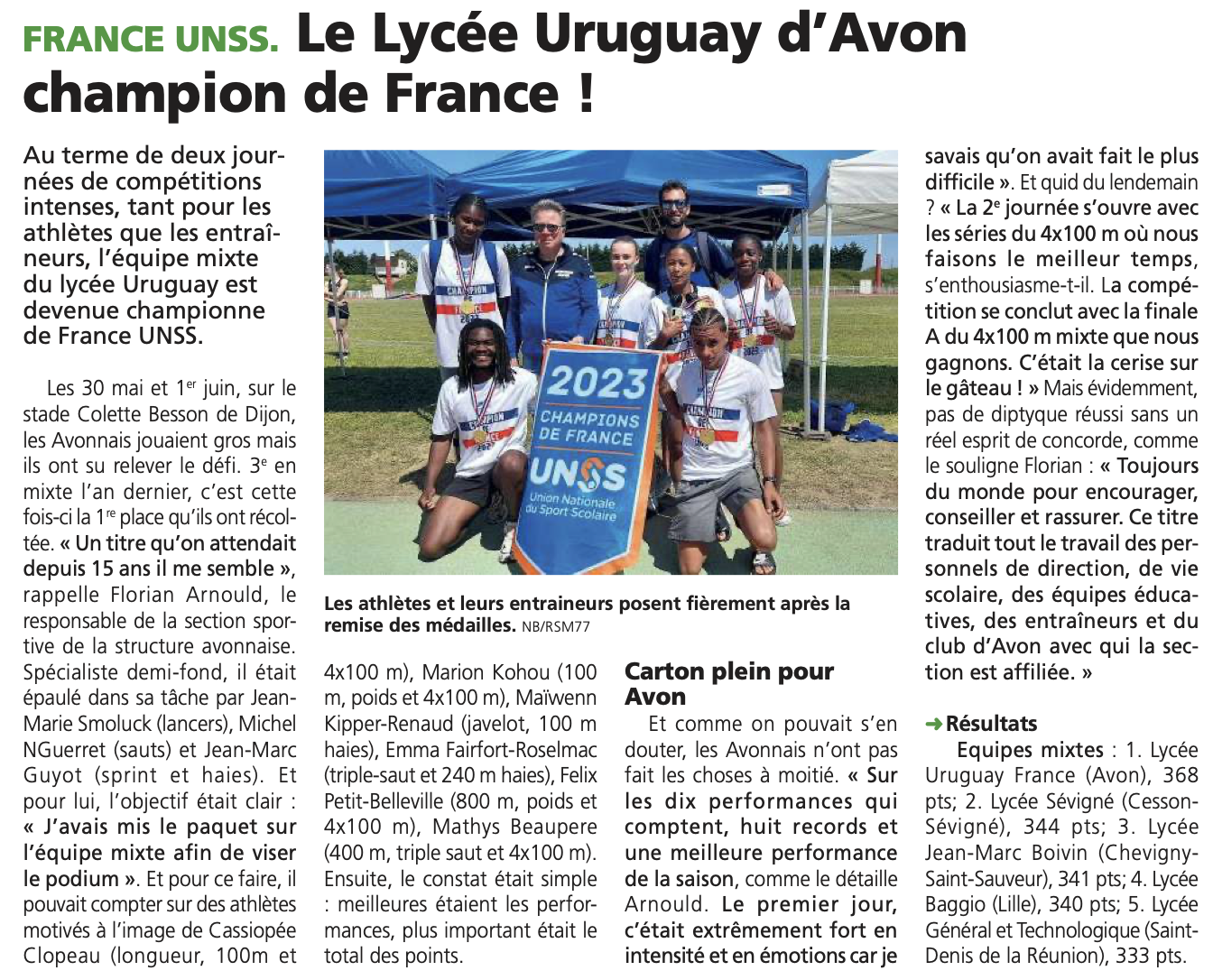 (26 juin) Section Sportive Lycée Uruguay-France