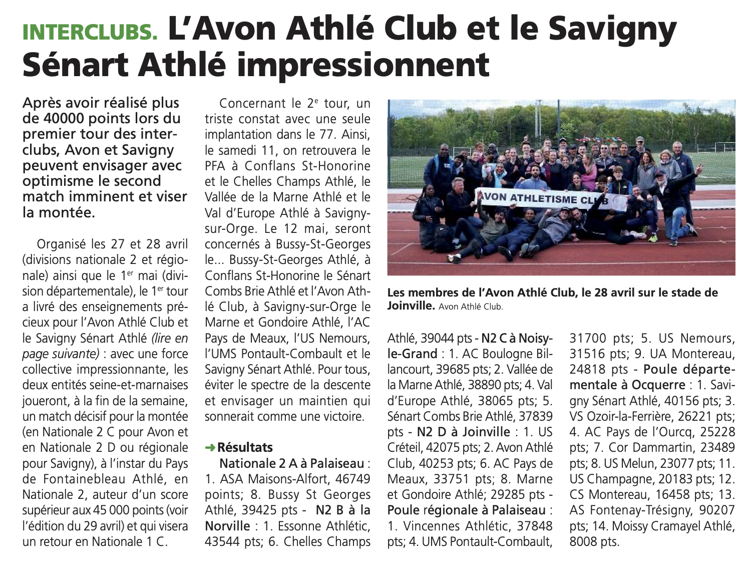 (6 mai) Interclubs
